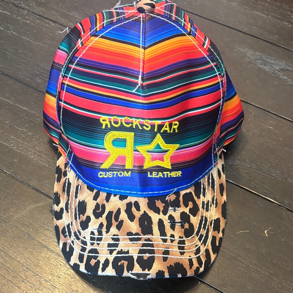 Sunshine & Rodeos Colorful Striped and Leopard Print Cap